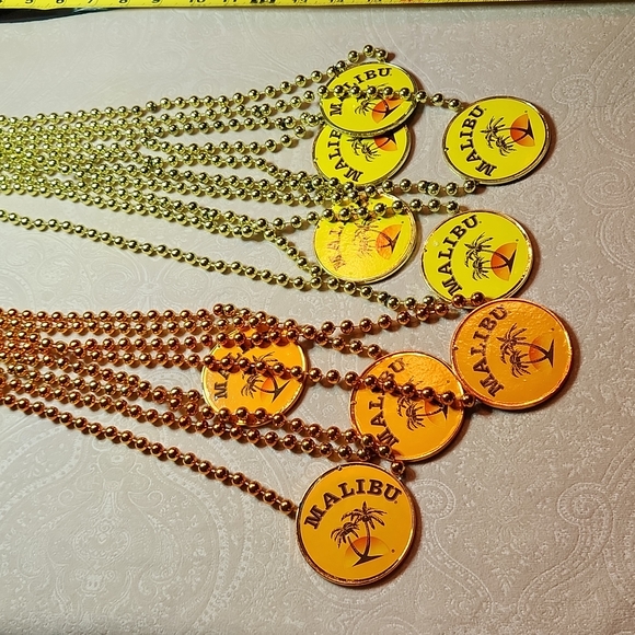 Malibu Rum Mardi Gras beads, set of 9, yellow and orange 💛🧡 - Picture 1 of 7